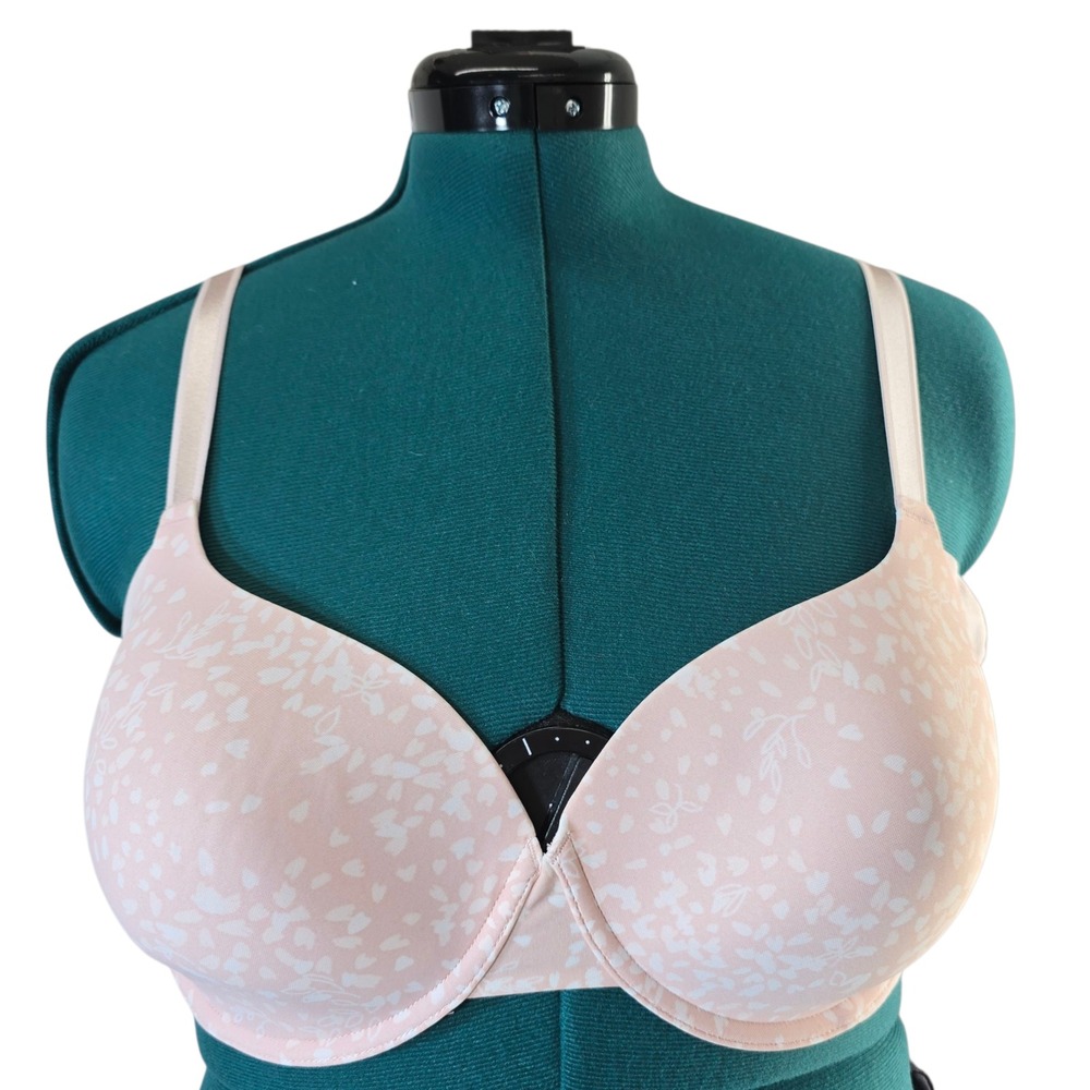Warners Bra 38C Light Pink Floral Wireless Comfort Adjustable‎ Everyday Lingerie
